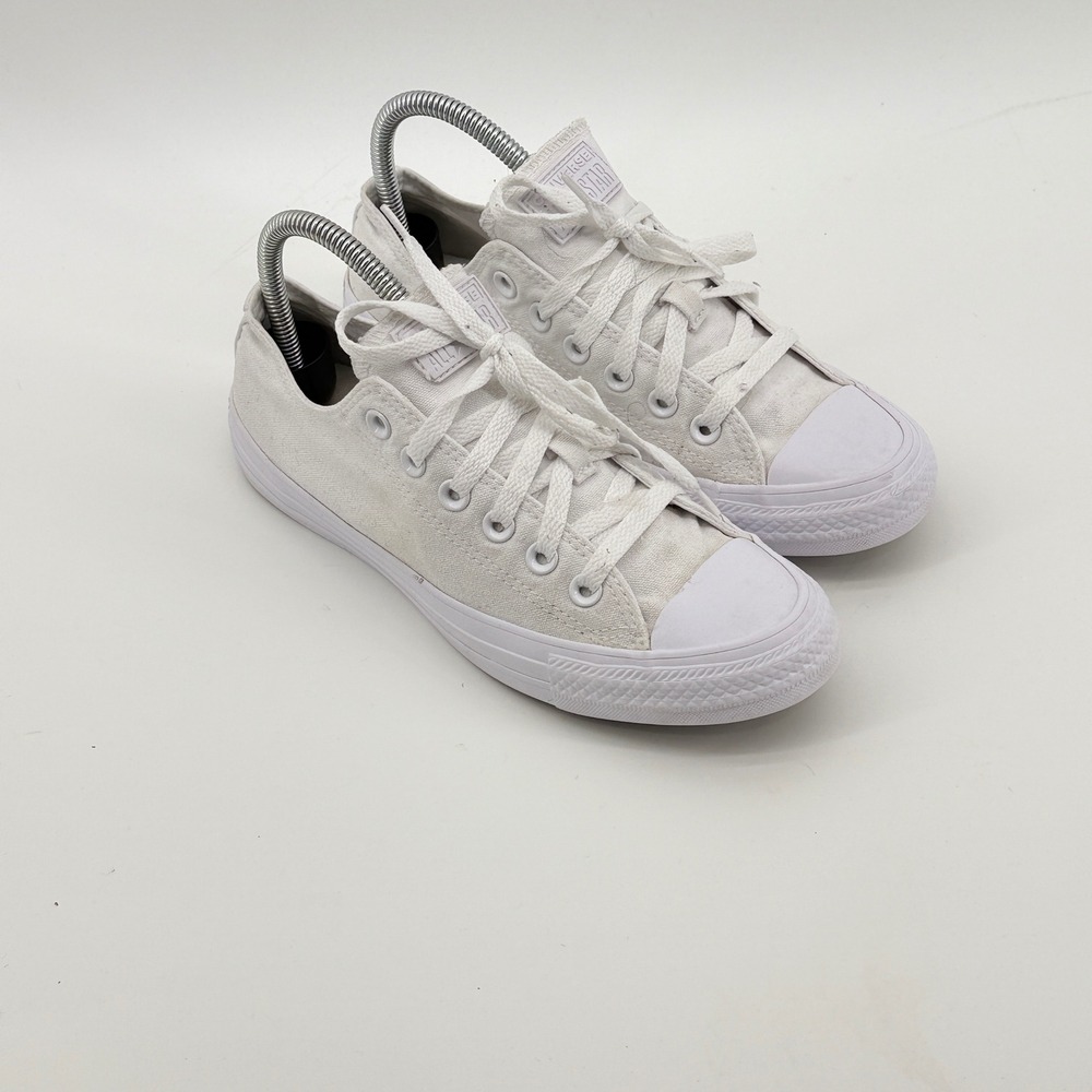 Converse All Star Chuck Taylor Low Top White Canvas Sneakers Womens 7.5 1U647F
